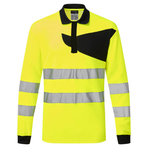 PW220-YB Portwest PW2 Hi-Vis Polo Shirt L/S - sárga / fekete
