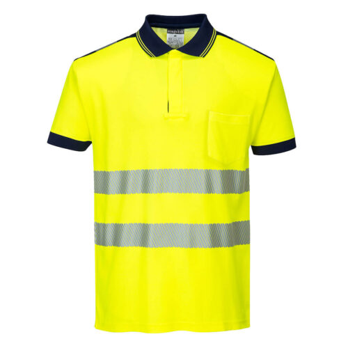T180 Portwest Jól láthatósági Vision pólóing - sárga / tengerészkék