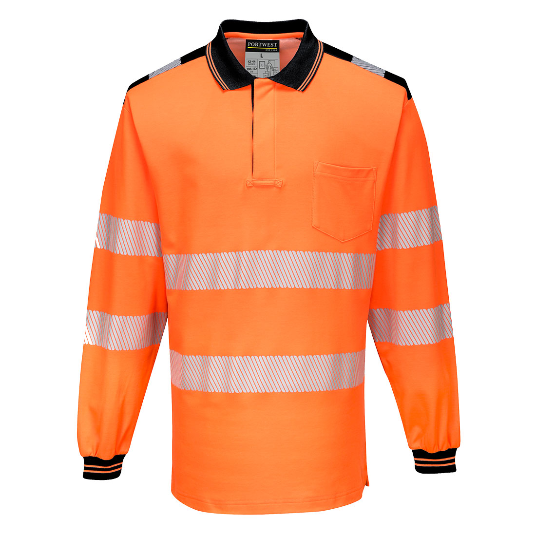 T184-OB Portwest PW3 Hi-Vis hosszú ujjú pólóing - narancs/fekete