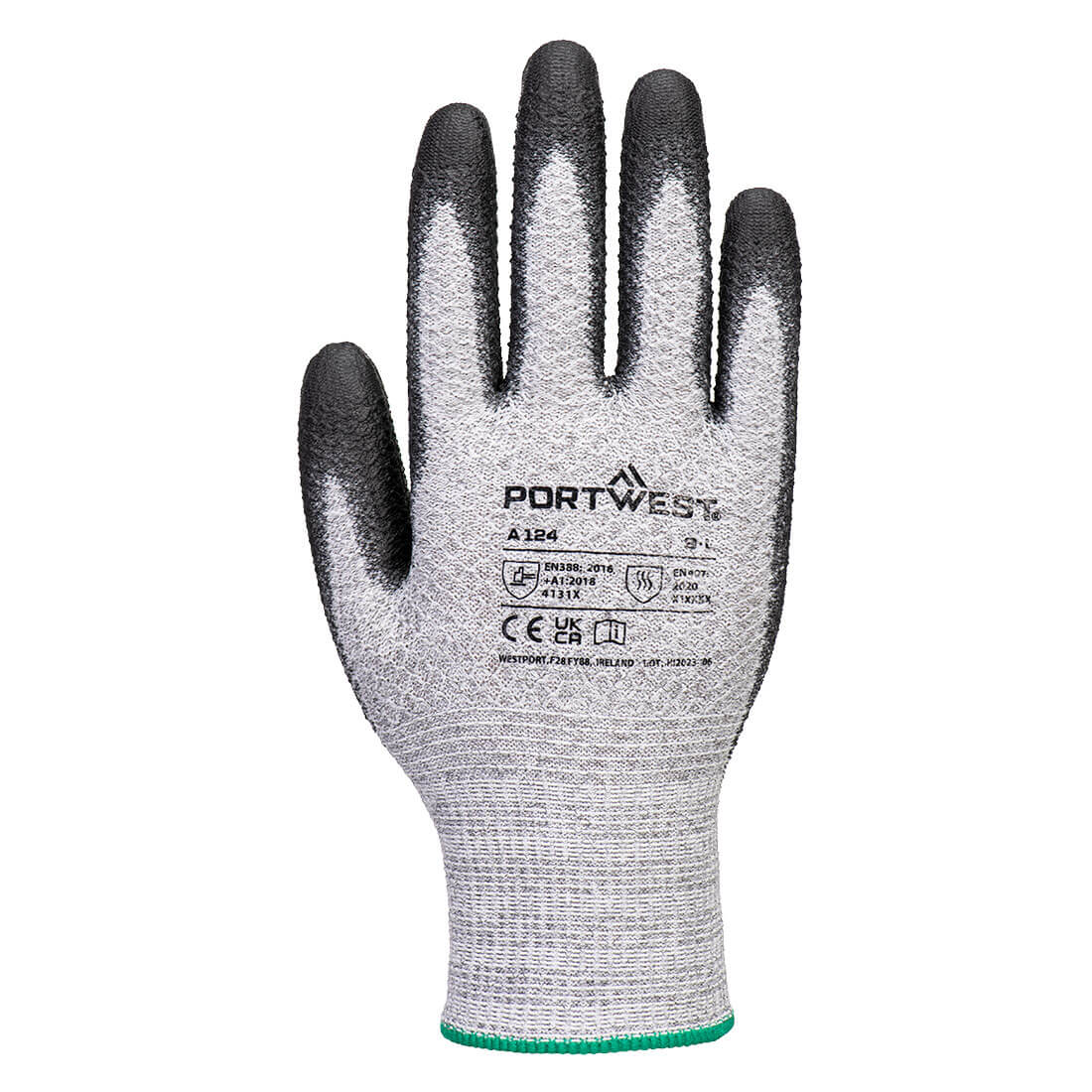 A124-G8 Portwest Grip 13 gyémántkötésű érintőképernyős kesztyű - szürke/fekete - Image 2