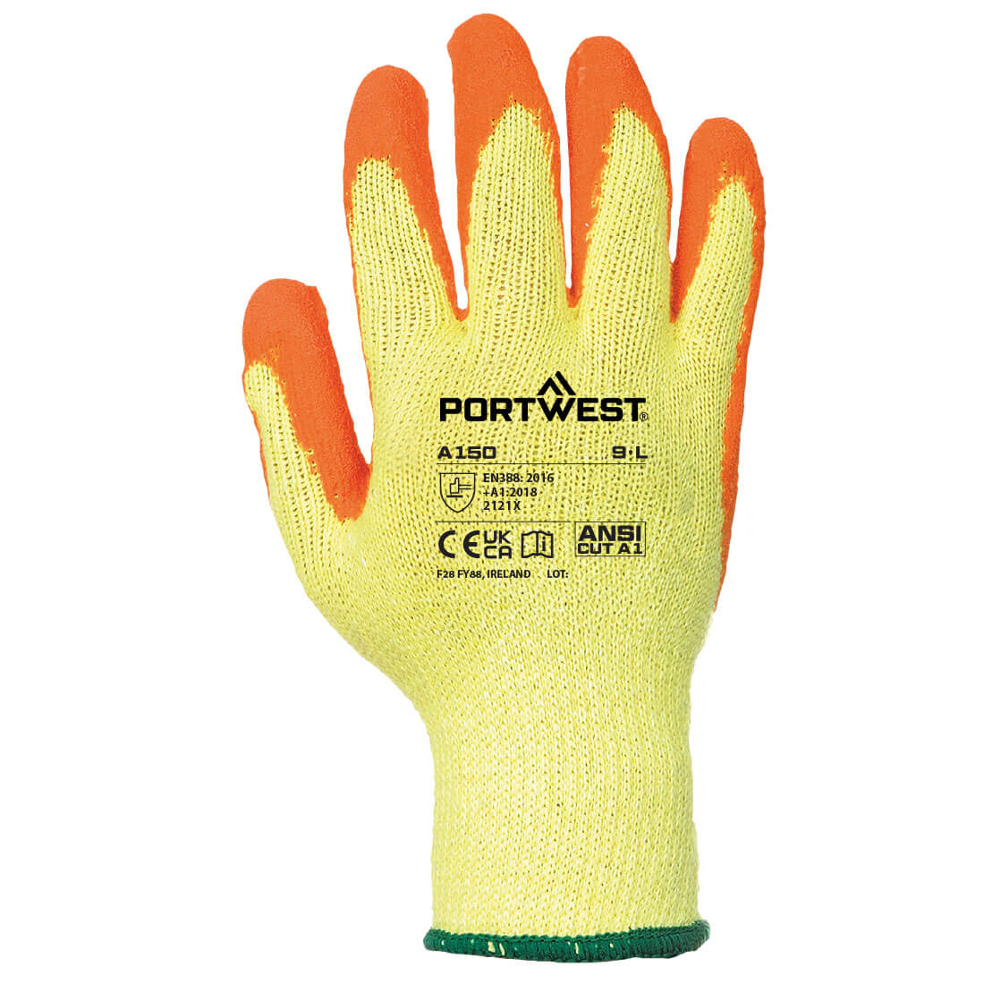 A150-OR Portwest Mártott latex munkavédelmi kesztyű (A100 öko verzió) - narancs - Image 2