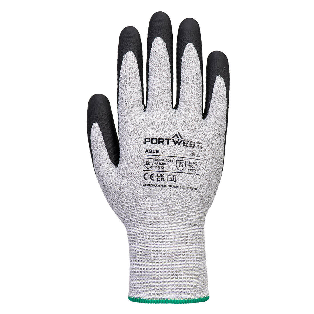 A312-G8 Portwest Grip 13 Diamind Knit nitril kesztyű - szürke/fekete - Image 2