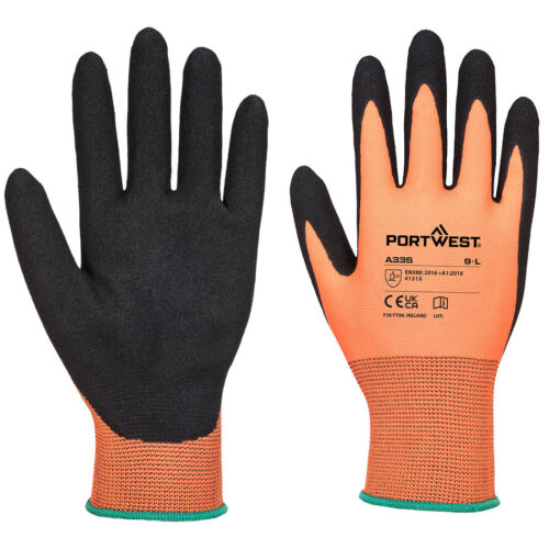 A335-BKO Portwest A335 - Dermi-Grip NPR15 Nitrile Sandy kesztyű - narancs/fekete