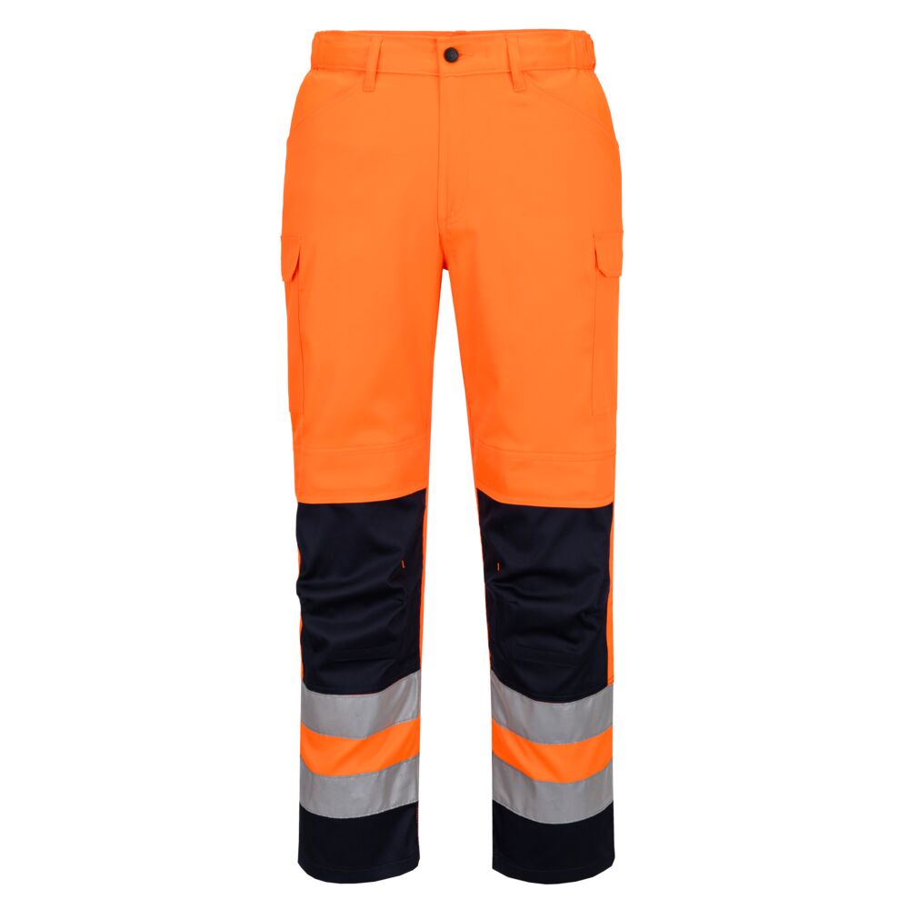 T143-ON Portwest Hi-Vis szellőző nadrág - narancs/tengerészkék