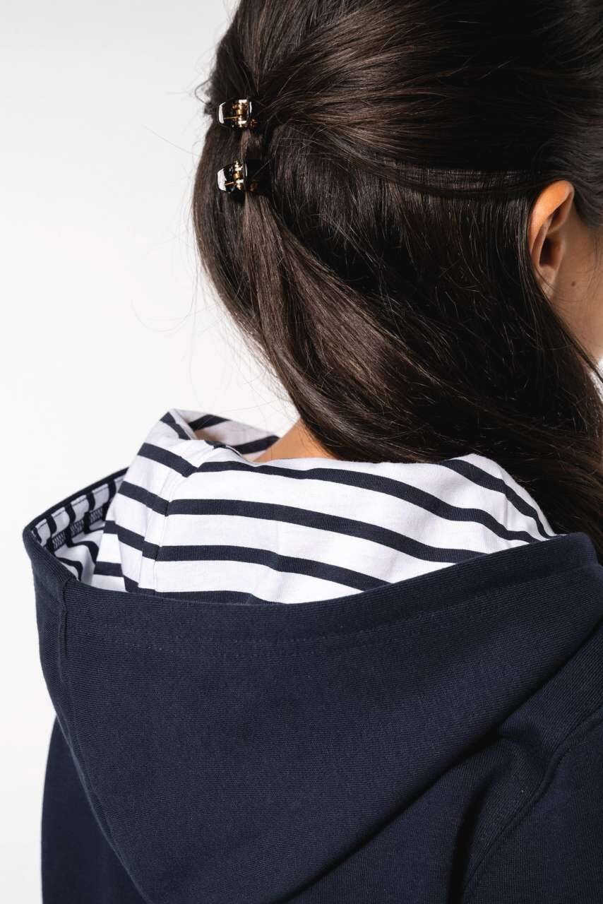 UNISEX GYERMEK KONTRASZTOS MINTÁJÚ KAPUCNIS PULÓVER (KA4014) - Image 8