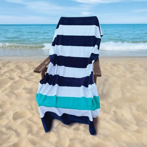 OLIMA „NAUTICAL STRIPE” BEACH VELOUR TOWEL (OLV4040)